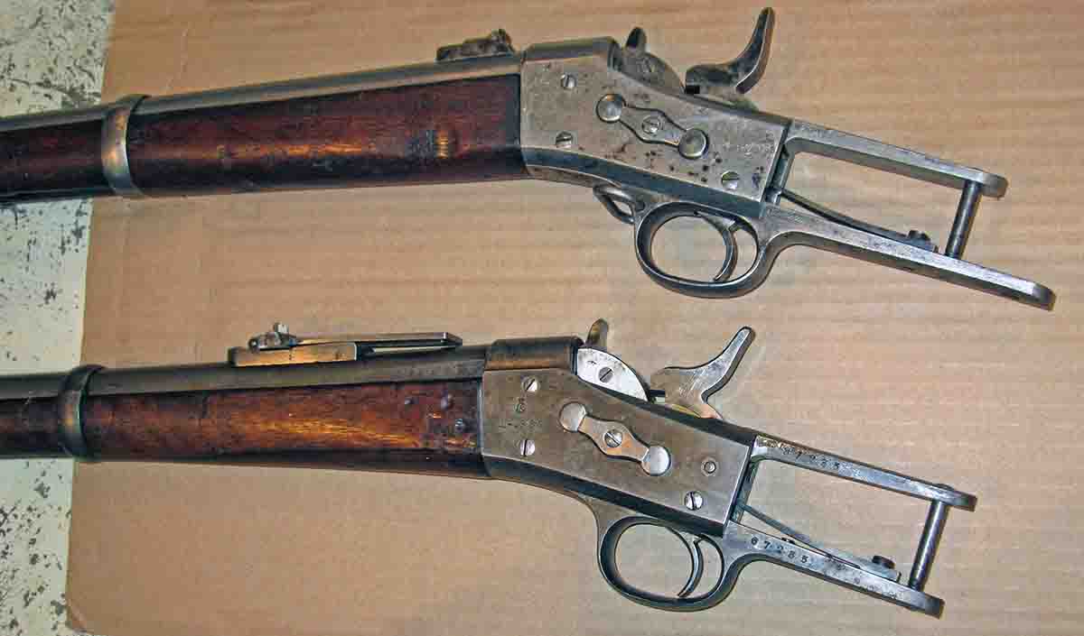 The .58 with longer lower tang and Danish Model 1867 with standard length tang.